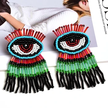 

Bohemian Vintage Handmade Colorful Beads Tassel Long Drop Earrings High-quality New Fashion Jewelry Accessories For Women
