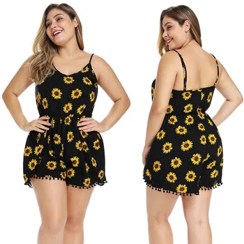 

Plus Size Clothing for Women Cross Border-Style Sexy Camisole Printed Irregular Shorts Streetwear
