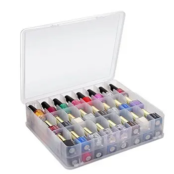 

Portable Nail Polish Storage Box Organizer Holder For Display New 48 Grid Nail Polish Storage Box Transparent Box