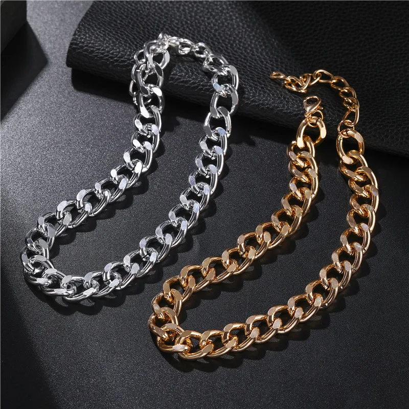 Fashion Gold Color Punk Round Circle Thick Chain Choker Necklace Collar Statement Necklace Clavicle for Women Men Party Jewelry