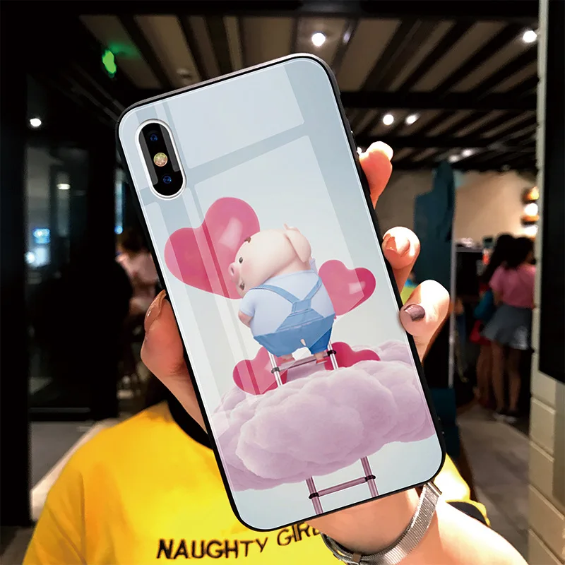 Очаровательный милый чехол для телефона Piggy для iPhone 11 Pro Max 11 Pro i8 i8 Plus i7 i7 Plus i6 i6s закаленное стекло Fpr huawei P30 P30 Pro