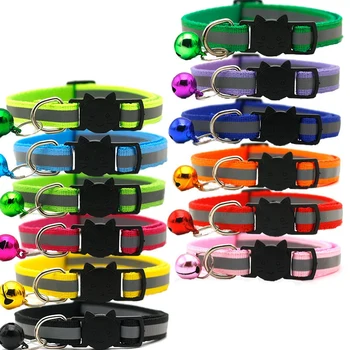 

12 Pcs Reflective Cat Collars Quick Release Safety Buckle with Bell Adjustable 19-32cm (12 Colors)