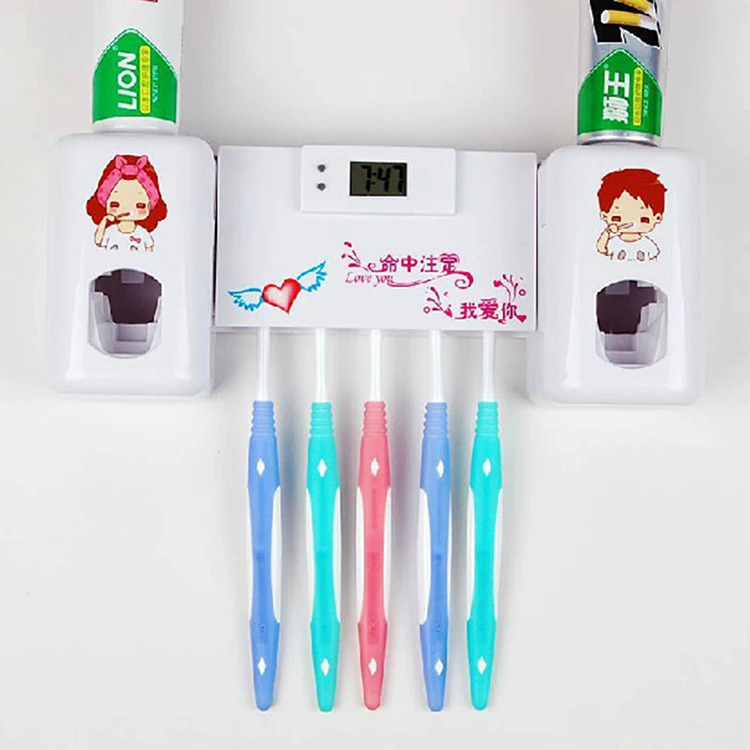 

GH Cute Cartoon Bathroom Accessories Toothbrush Holder For Tooth Brush Holder Wall Mounted Toothpaste Dispenser Gargle Suit