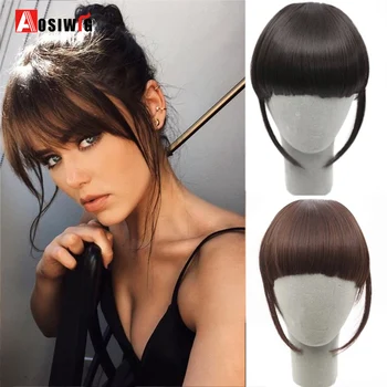 

AOSI WIG Black Brown One Piece Clip in Hair Bangs Fringe Hair Extensions With High Temperature Synthetic Fiber Hair