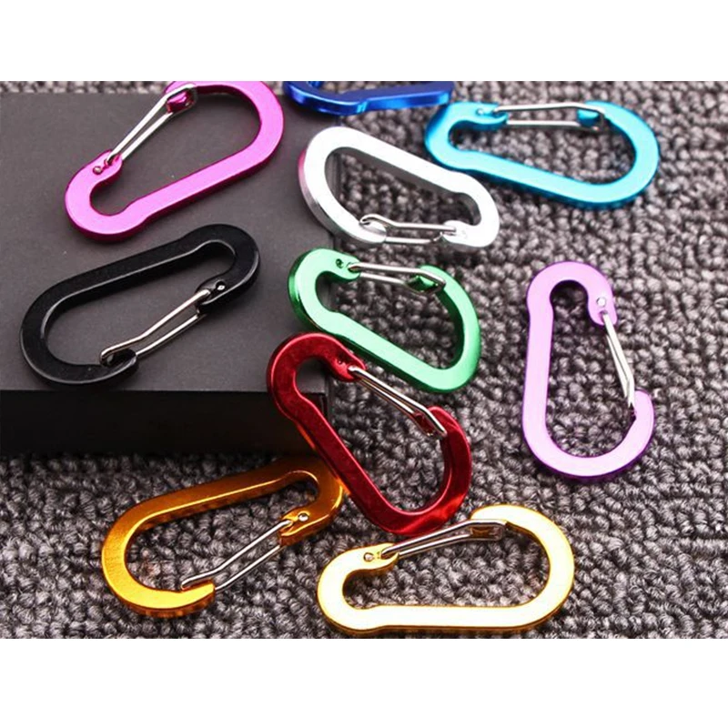 10Pcs Aluminum Alloy Carabiner Camping Keychain Color Wire Keyring Snap Spring Hook scuba diving