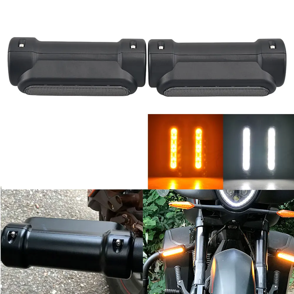 

Motorcycle Universal 1.25'' Bars Pair Crash Bar Light Turn Signal Light/ Highway Bar Switchback Driving Light Fit for Harley