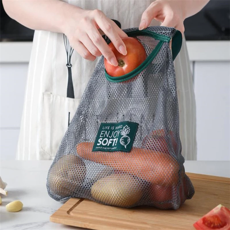 Reusable Hanging Storage Mesh Bag For Fruit Vegetable Garlic Potato Onion Bag s Reusable Hanging Storage Mesh Bag For Fruit Vegetable Garlic Potato Onion Bag s