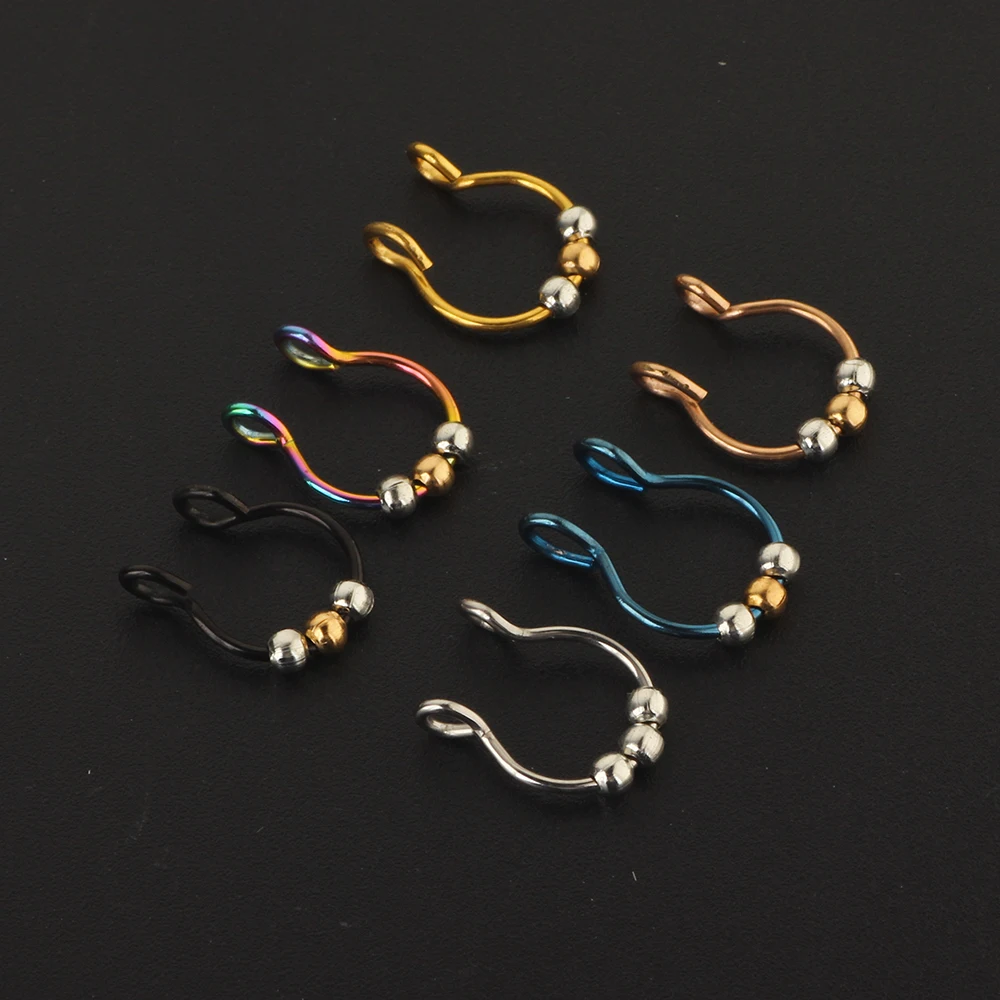 20g Fancy Fake Nose Ring Hoop Septum Stud Stainless Steel Ball Tragus Piercing Oreja Pircing Body Jewelry For Woman Man 200pcs