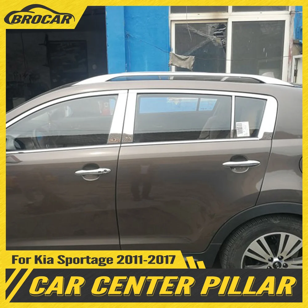 6pcs Car Styling Stainless Steel Center Pillar B+C Window Trims Decoration For Kia Sportage 2011 2012 2013 2014 2015 2016 2017 | Автомобили