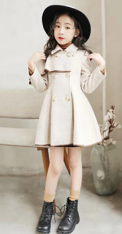Осенне-зимняя одежда для девочек от 3 до 14 лет топы, шерстяные пальто Детская верхняя одежда с длинными рукавами, куртки для маленьких девочек верхняя одежда, одежда - Цвет: 2