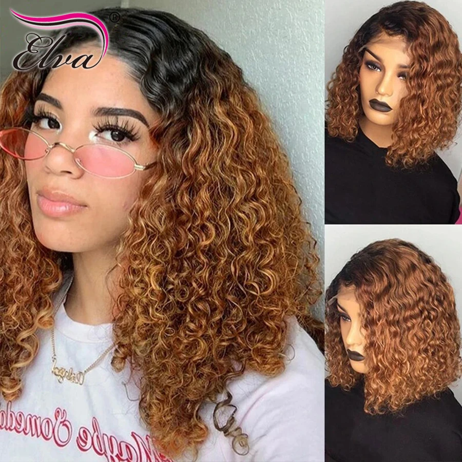 13x6 Ombre Short Human Hair Wigs Elva Hair Transparent HD Lace Frontal Wig  Pre Plucked Hairline Highlight Bob Lace Front Wigs|Human Hair Lace Wigs| -  AliExpress