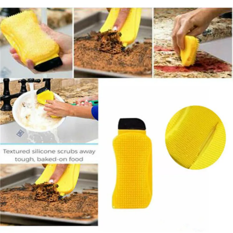 

2020 Hot Fashion 3In1 Multi-function Magic Unlimited Silicone Sponge Clean Eco-Friendly Brush Hero Dish Washing Kitchen Scrubber