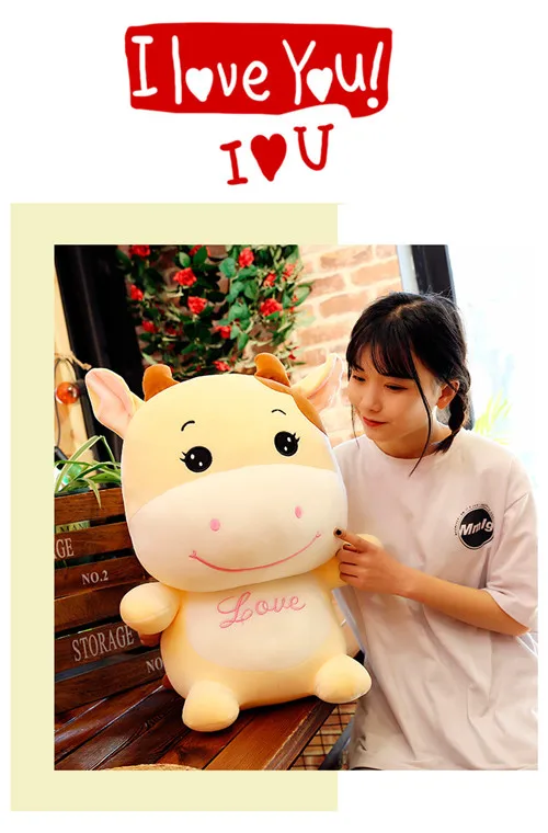 Fancytrader 24'' Lovely Plush Soft Stuffed Giant Animal Milk Cow Toy Big Plush Cow Doll Nice Gift For Kids 60cm 2 Colors (17)