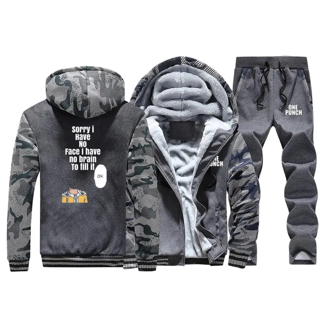 Dark Gray 5 Мода японского аниме One Punch Man Saitama Camo Толстовка толстовки+ брюки комплекты из двух предметов один удар флис спортивная одежда спортивные штаны - Цвет: Dark Gray 5