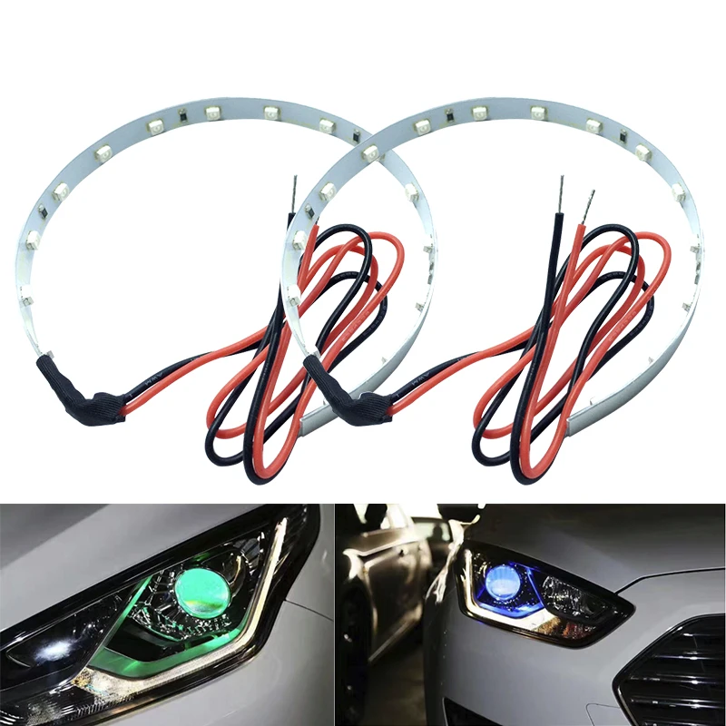 

DERI 2pcs Halo Rings Devil Demon Eyes Decoration Turn Light Fog Light Multicolor 3.0 inch 360 Degree