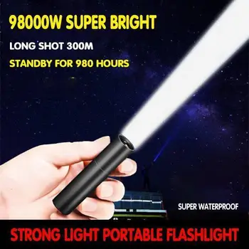 

USB Strong Light Portable LED Flashlight Key Chain Portable Outdoors Built-in Battery USB Rechargeable Hiking Camping Flashlight