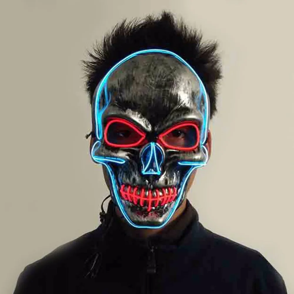 Хэллоуин головная повязка устрашающая Маска Рот-sewed череп EL Маскарад танцевальные вечеринки светодиодный маска Slipknot фестиваль украшения
