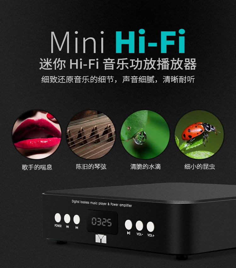 

2.0 channel 50W/ usb audio lossless music player home hifi pure digital turntable desktop decoder 198*198*48mm
