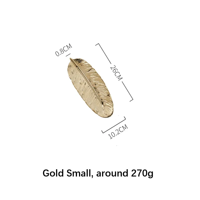 Ins стиль, светильник, роскошный стиль, золотой край, керамическая тарелка, креативный узор в виде пера, для хранения ювелирных изделий, тарелки, настольные украшения - Цвет: Gold Small