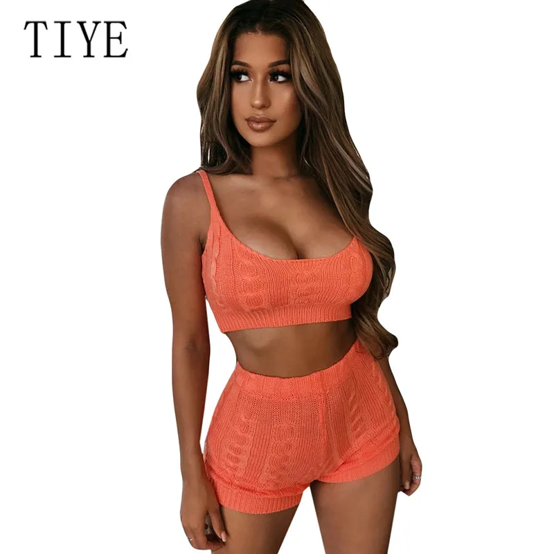 TIYE Спагетти ремень с открытой спиной Эластичный Bodycon 2 шт. наборы вязание детские комбинезоны женские открытые без рукавов летние комбинезоны