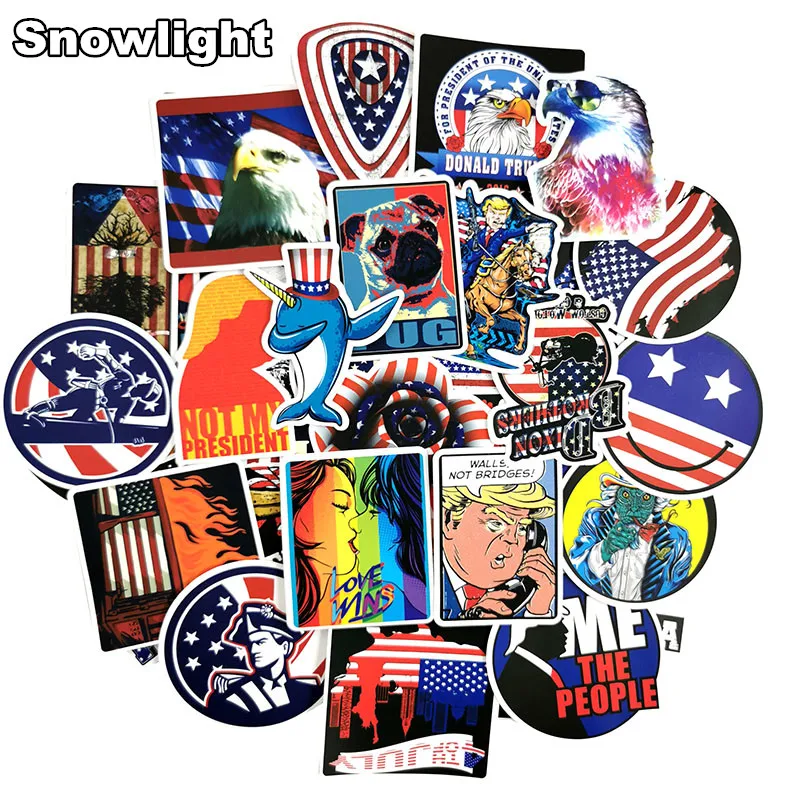 10/30/50/100pcs/lot Graffiti Of America Flag President Of The United States Diy Sticker For Car Motorcycle Boot Notebook Scooter