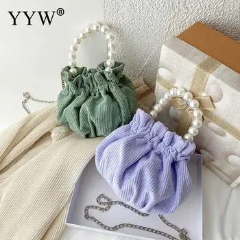 

Women Mini Bucket Shoulder Bag Chain Evening Party Bag for Girls With Pearl Chain Crossbody Bag Female Handbag bolsa feminina