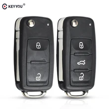 Keyyou 2/3 botões dobrável chave do carro switchblade chave da aleta escudo para vw polo passat b5 tiguan golf volkswagen skoda assento