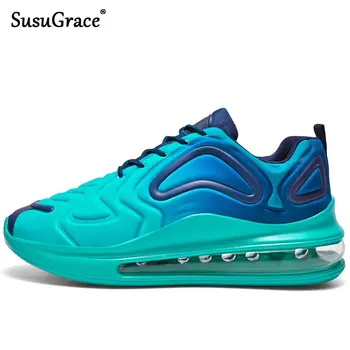 

SusuGrace Summer Men And Woman's Running Shoes Flats Breathable Jogging Walking Sneakers Black Air Cushion Couple Gym Shoes 2020