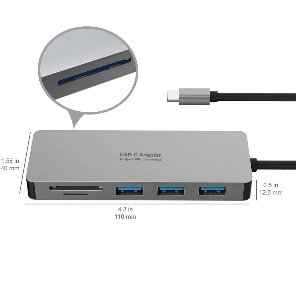 

Usb c Docking Station, Type-C Hub, cf sd tf Card Reader Aluminium Alloy Cross-Border Direct Supply
