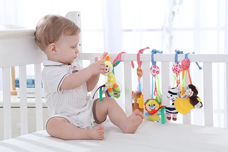 От 0 до 12 месяцев детская кроватка Мобильная кремния с Прорезыватель для зубов в форме колокольчика животных для игрушечная коляска