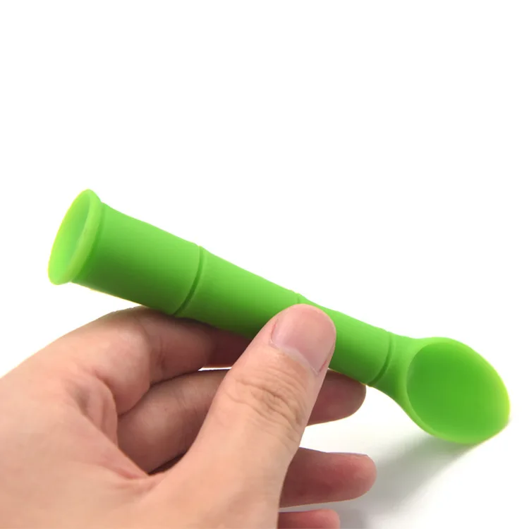 Baby Feeding Spoon Bamboo Shape Soft Silicone Anti Choking Training Teething Toy Tool Kids Feeding Accessories