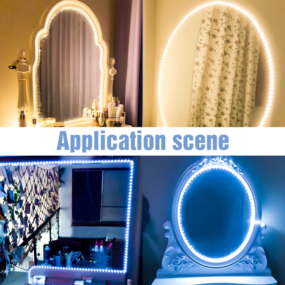 CanLing Led Strip Light USB Motion Sensor Lamp Makeup Mirror Led Vanity Lamp Tape Led Dressing Table Light 0.5m 1m 2m 3m 4m 5m