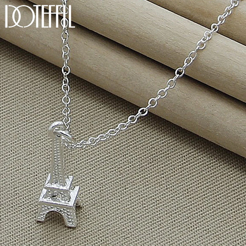 DOTEFFIL 925 Sterling Silver Eiffel Tower Paris Pendant Necklace