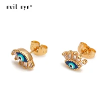 Злой Глаз маленькая серьга серьги золотистого цвета падение масла синий турецкий глаз серьги модные украшения для женщин девушек EY6548