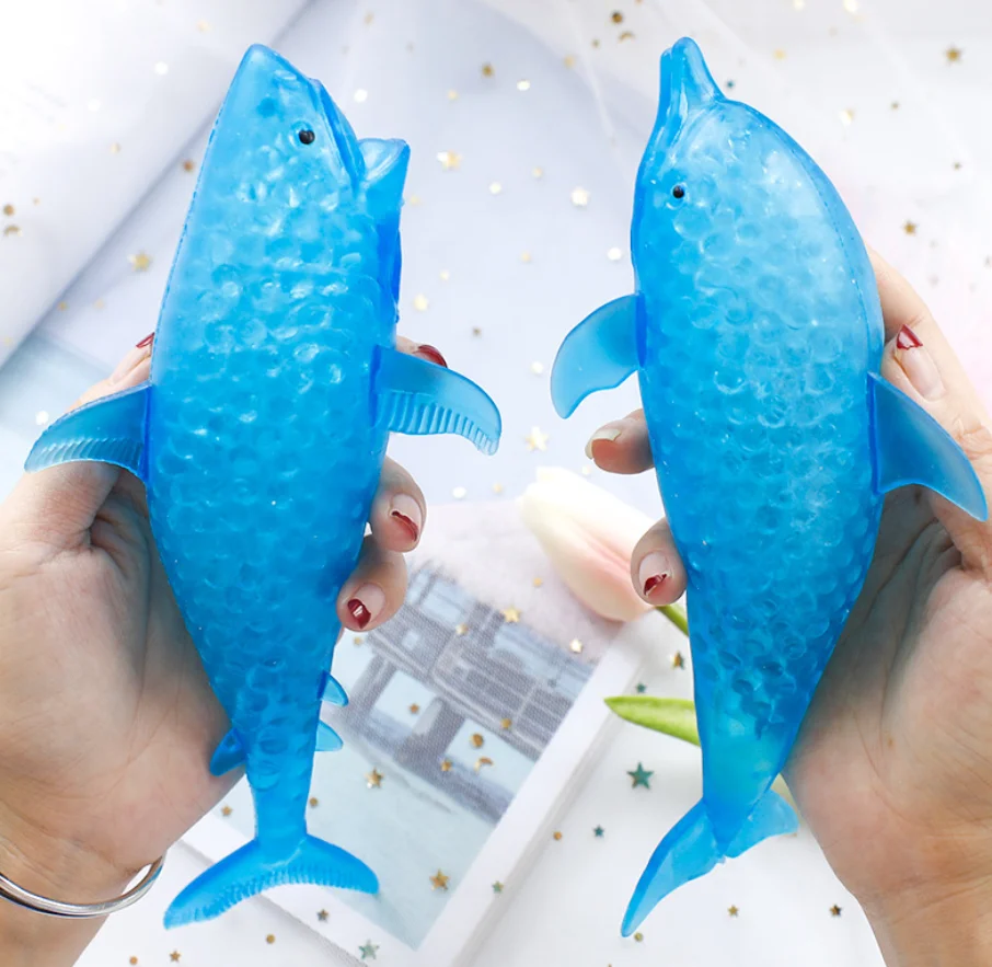 squishy mesh ball antistress dolphin Adult Children Decompression Dolphin Shark Antistress squishy Bead Stress Ball Toy Squeezable Stress Relief atomic nee dohs