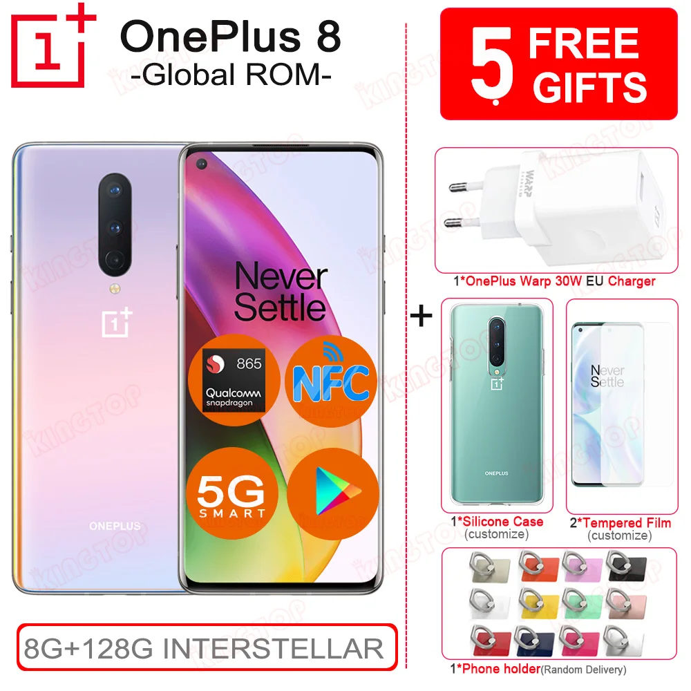 Оригинальный телефон OnePlus 8 мобильный Гб 128 ГБ Snapdragon 865 6 55 &quot90 Гц жидкий экран 48 МП