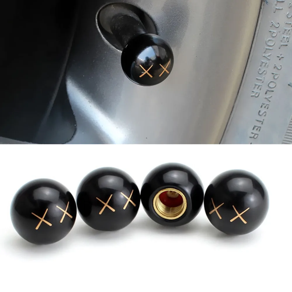 

4Pcs Wheel Tire Air Valve Caps Simple Dust Theftproof Decorative Round Ball Auto Truck Bike ATV Car Van Dustproof Tyre Cover