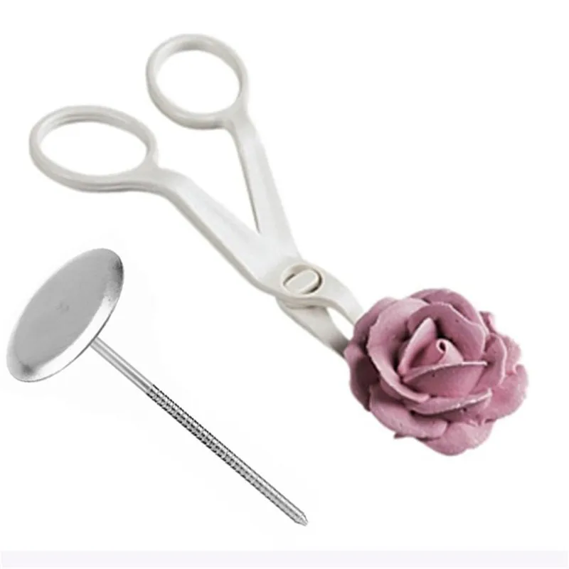 Stainless Steel Piping Nail 3D Rose Flower Maker Tray Ice Cream Cake Decors G$ 