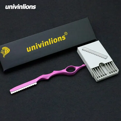 Univinlions 10 шт. лезвия Парикмахерские филировочные бритвы прямые Парикмахерская бритва салон нож для стрижки волос тоньше палочка бритвы - Цвет: B-9-S