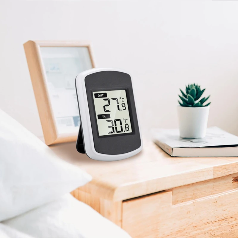 LCD 무선 실내/실외 디지털 온도계, 주변 기상 관측 시간 가정 사무실 온도 측정기-40  60 °C 테스트 도구