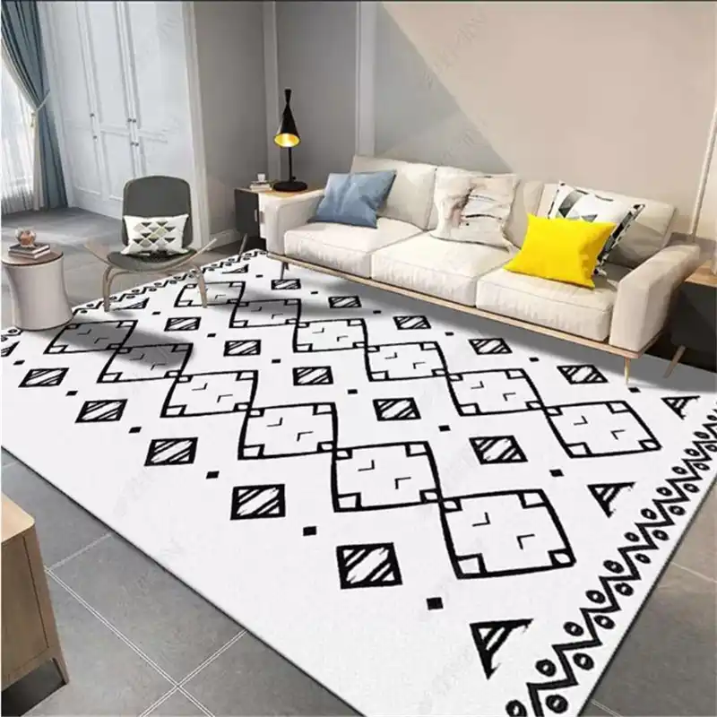 Nordic Geometric Black And White Area Rugs Living Room Bohemian Carpet Bedroom Bedside Floor Rugs Modern Coffee Table Carpet Carpet Aliexpress
