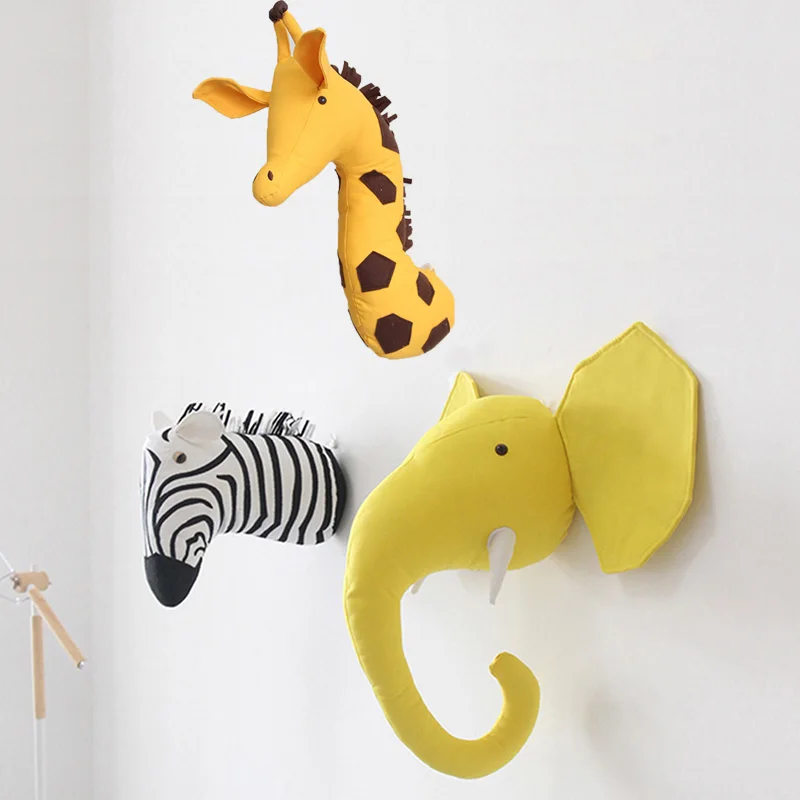 Зебра/Слон/Жираф 3D голова животного настенное крепление детские мягкие игрушки