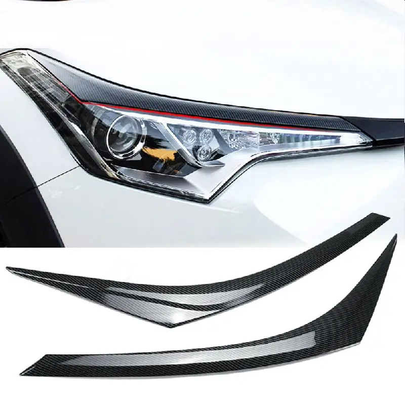 For Toyota C-HR CHR 16~18 ABS Carbon Fiber Style Front Headlight Lamp Cover Trim