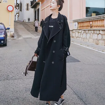 

Vintage Plus size Trench Coat Women 2020 Spring Autumn New Loose Length Elegant Double breasted Windbreaker Female Outwear
