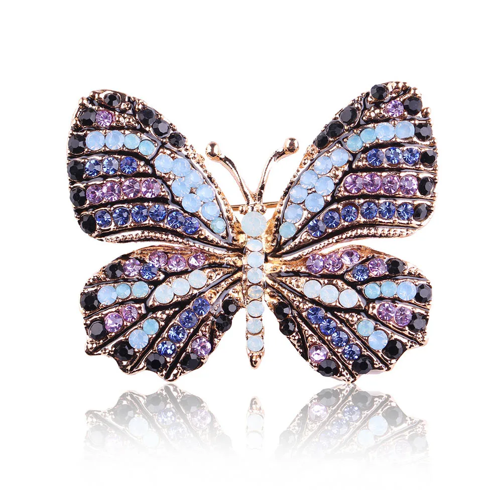 Broche De Mariposa Chapado En Oro – Con Diamantes De Imitación, Para Regalo O Uso Diario