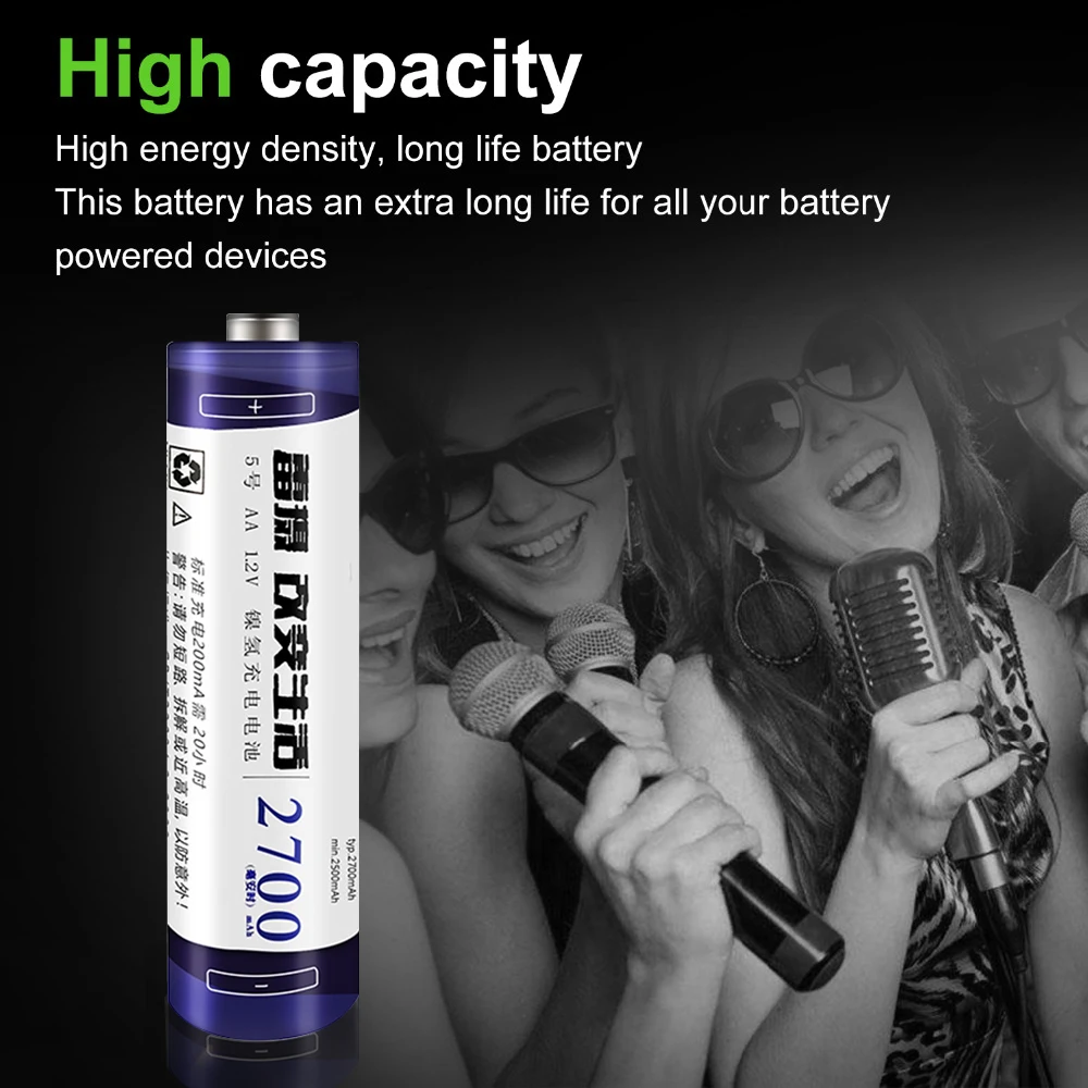 Leise 4 шт. в партии AA 2700mAh аккумуляторная батарея 1 2 V nimh батареи с чехлом для пульта