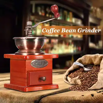 

Vintage Wooden Mill Manual Coffee Bean Grinder Grinding Hand Tool