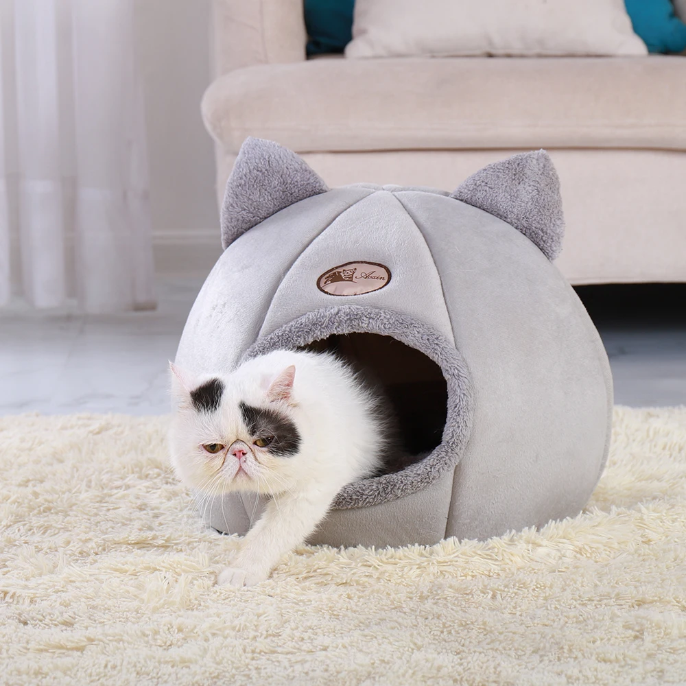 Съемная кошка кровать теплая будка для питомца пещера зима щенок котенок собака подушка коврик маленькие собаки Кошкин дом Питомник Гнездо Крытый Cama Gato