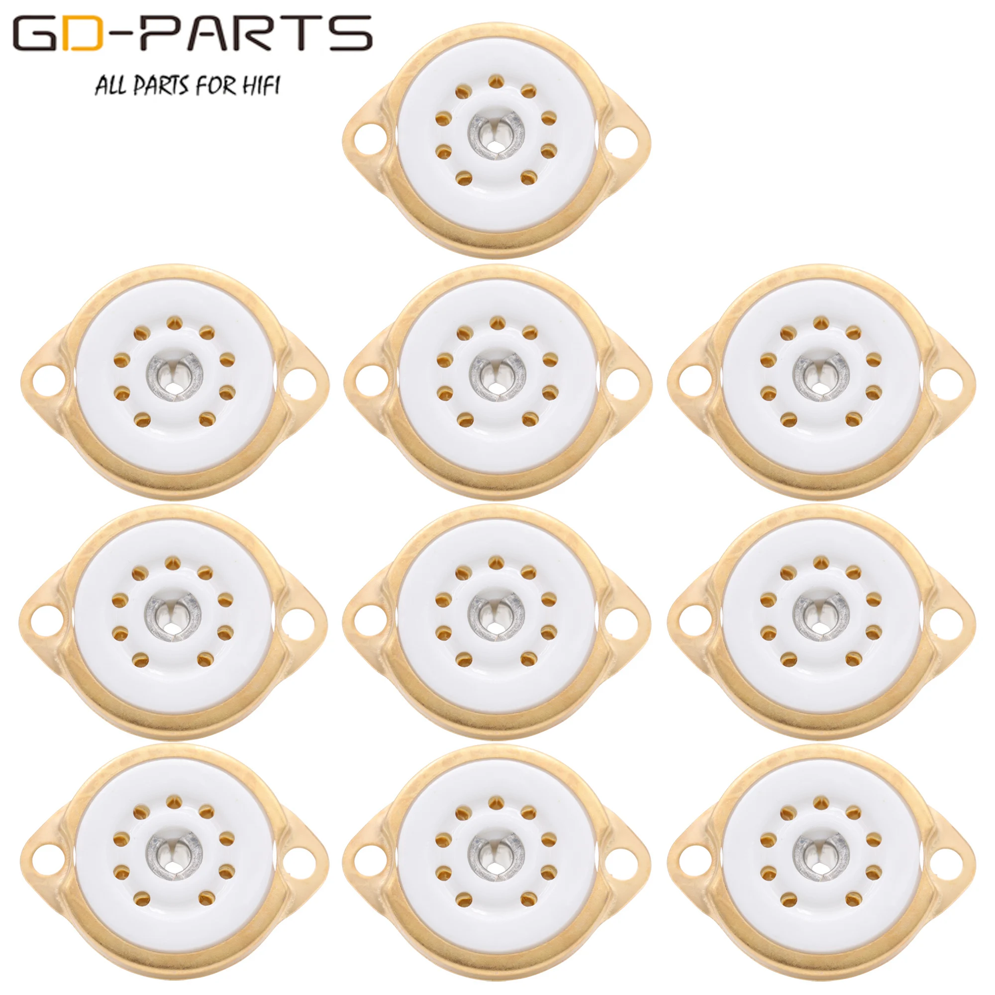 Chassis Mount 9pin Ceramic Vacuum Tube Socket Base FOR 12AX7 ECC82 6922 EL84 6DJ8 12AU7 12AT7 Hifi Audio Guitar Tube AMP DIY 10P 3