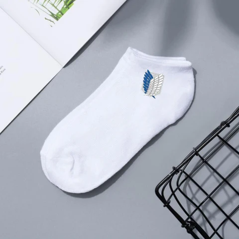 Attack On Titan Cotton Ship Socks Cartoon Pattern Breathable Short Antiskid Casual Summer Sock Men Women Sport Accessories